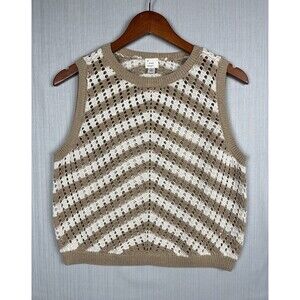 Coastal Grandma Crochet Knit Sweater Vest Chevron Stripe A New Day M